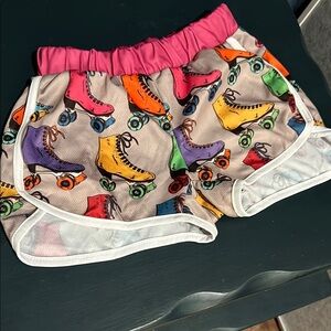 Colorful Roller Skate Print Shorts